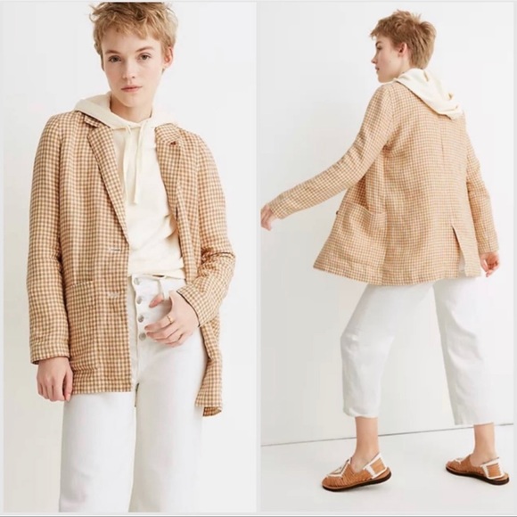 Madewell Linen Dorset Blazer in Gingham Check - Picture 2 of 7